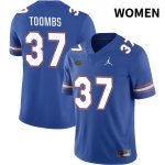 Women's Florida Gators #37 Javion Toombs NCAA Jordan Brand Royal NIL 2022 Authentic Stitched College Football Jersey KVI6462FX